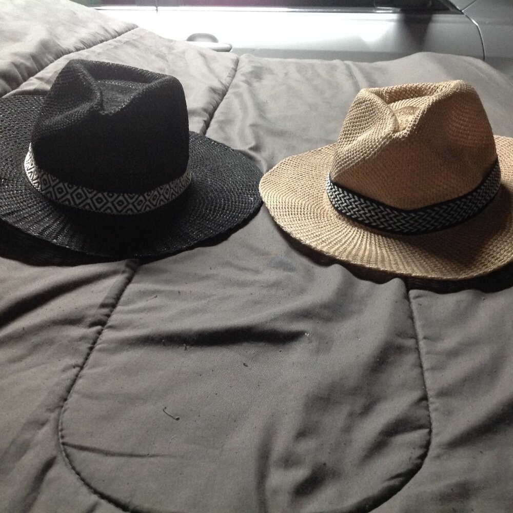 Lot of 2 Straw Fedora Shaped Panama Hats Never Worn